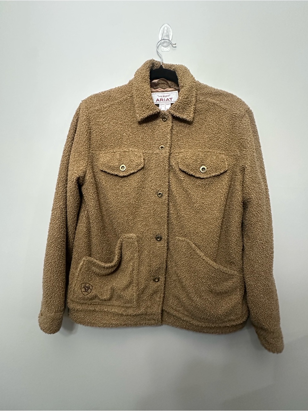 Ariat Women’s Sherpa Fleece Jacket Brown Button Front Western Size Medium
